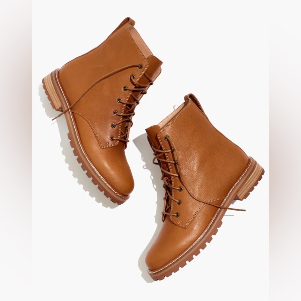 Madewell • The Clair Lace-Up Boot in Leather • English Saddle